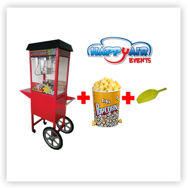 MACCHINA POP CORN CON CARRELLO PROFESSIONALE – HAPPY AIR – VENDITA -   - happyhop, noleggio, gonfiabili, popcorn, zucchero filato